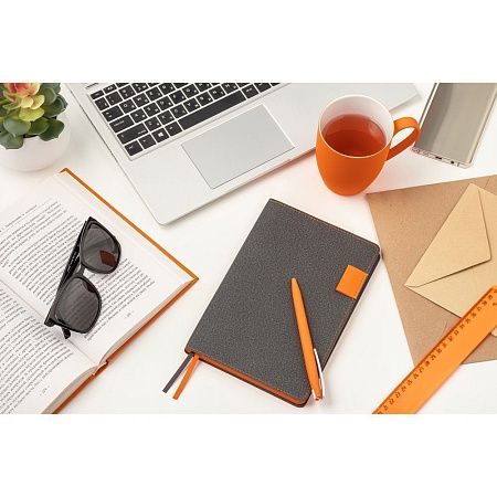 Ежедневник Flexy Freedom Ostende А5, темно-серый/оранжевый, недатированный, в гибкой обложке