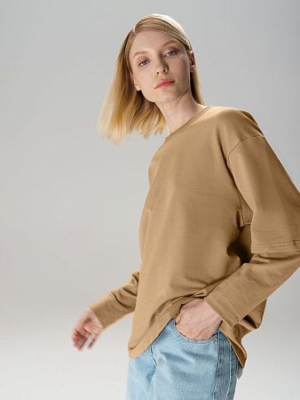 Футболка оверсайз с двойным рукавом Kosmos, бежевая, размер XL/2XL