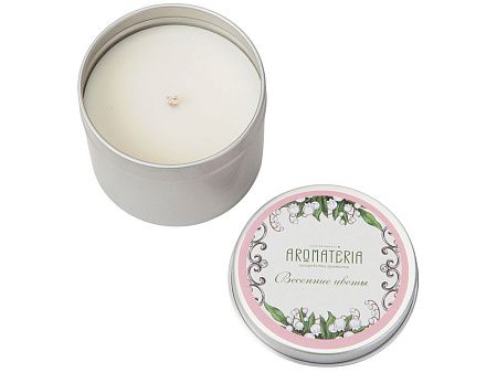 Набор: платок «Ландыши» и свеча «Весенние цветы»