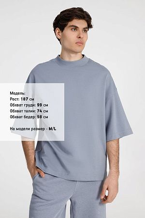 Футболка оверсайз унисекс T9, серая, размер M/L