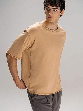 Футболка оверсайз унисекс Vozduh, бежевая, размер XL/2XL