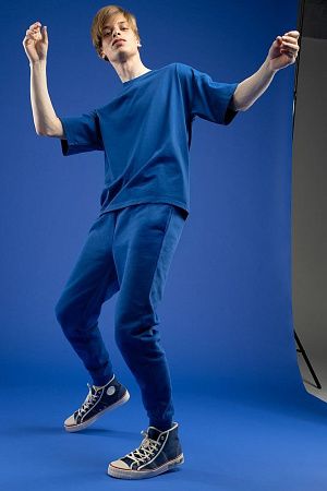 Футболка унисекс оверсайз T3, синяя, размер XS/S