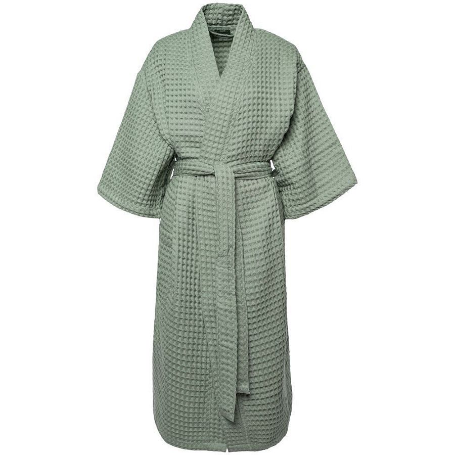 Халат вафельный женский Boho Kimono, зеленая мята, размер M