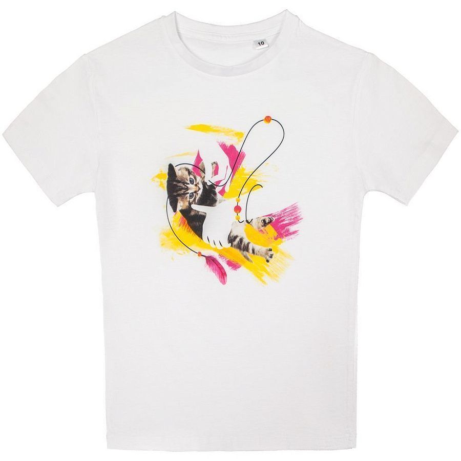 Футболка детская «Обними кота», белая под нанесение