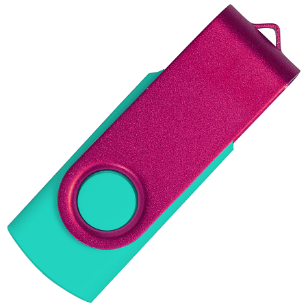 Флеш накопитель USB 2.0 Twister Сolor Mix 16GB, пластик Софт Тач/металл, бирюзовый/розовый