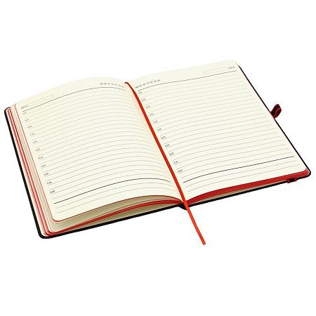 Ежедневник A5 недатированный Sir Lewis в твёрдом переплёте, красный кант