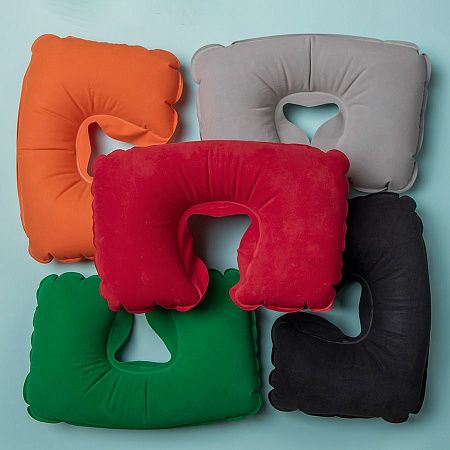 Подушка  надувная дорожная WAY в футляре; синий; 43,5х27,5 см; твил