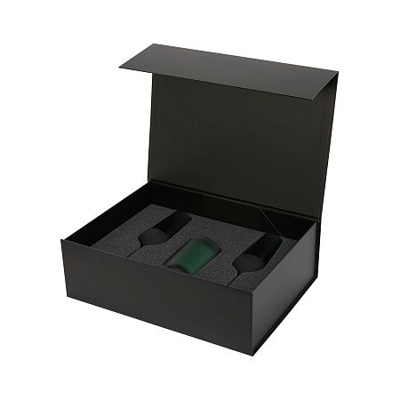 Подарочный набор свеча Enigma + 2 бокала для шампанского Emerald в черной коробке