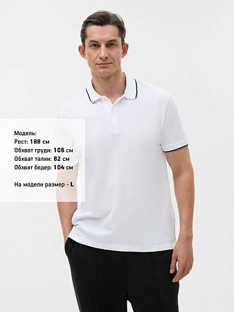 Рубашка поло унисекс Palermo, белая с темно-синим, размер XL