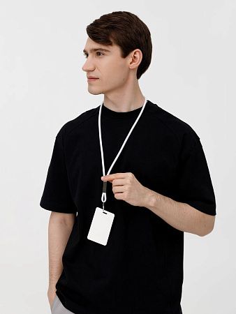 Шнурок для бейджа Tube Metal, белый