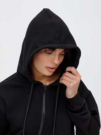 Толстовка унисекс оверсайз на молнии Zippy Terry, черная, размер XS/S