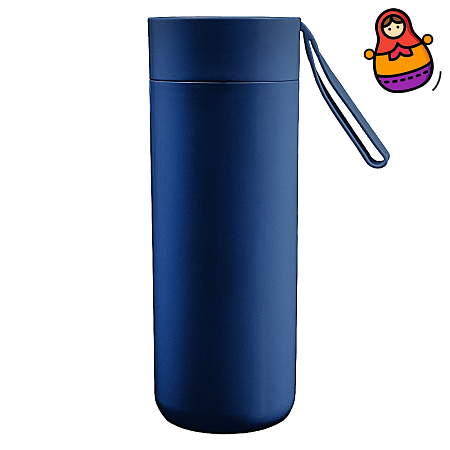 Термокружка Бастион 400 мл с силиконовым ремешком, пластик/металл, темно-синий