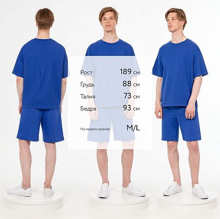 Футболка унисекс оверсайз T3, синяя, размер XS/S
