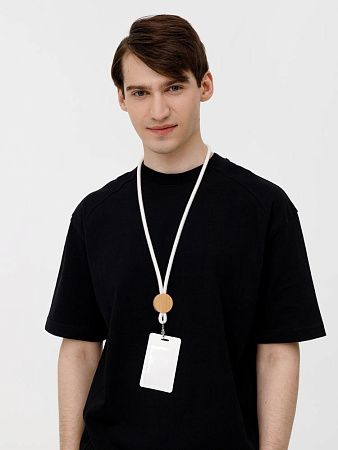 Шнурок для бейджа Tube Wood, белый