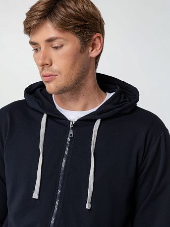 Толстовка на молнии с капюшоном Unit Siverga, темно-синяя, размер XS