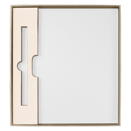 Коробка подарочная, размер  203*220*30 мм,  Solution Gift Linen  для ежедневника и ручки, кремовая с блеском