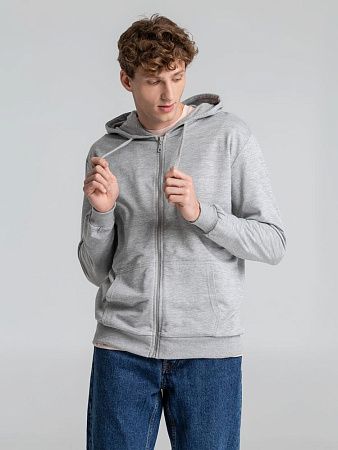 Толстовка на молнии с капюшоном Unit Siverga, серый меланж, размер XS