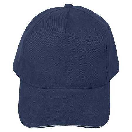 Кепка 5- панельная Salerno Heavy 350,  c белым сендвичем, темно-синяя