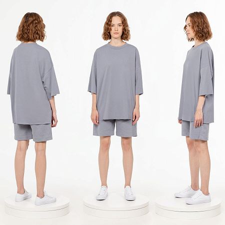 Футболка унисекс оверсайз T1, серая, размер XS/S