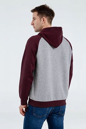 Толстовка унисекс Seattle, серый меланж с бордовым, размер L