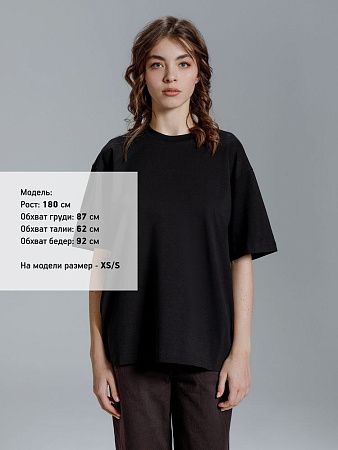 Футболка оверсайз Kangas, черная, размер XS/S