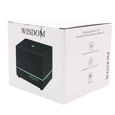 Светодиодный увлажнитель Wisdom с подсветкой гравировки, черный