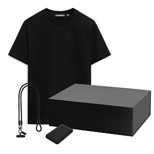 Набор с одеждой KRIS (футболка, аккумулятор, кабель-ланьярд), черный, S