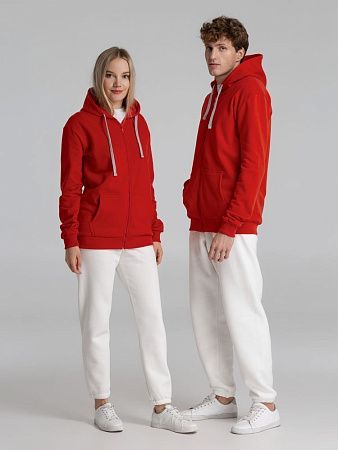 Толстовка на молнии с капюшоном Unit Siverga Heavy, красная, размер XS v2