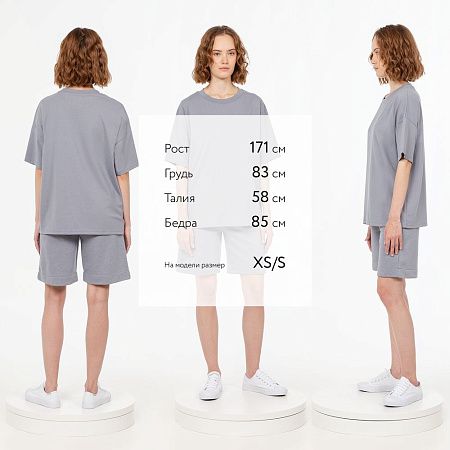 Футболка унисекс оверсайз T3, серая, размер XS/S