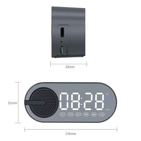 Колонка беспроводная MyTone Sound Clock Print Sample "Железные дороги" c часами, черная