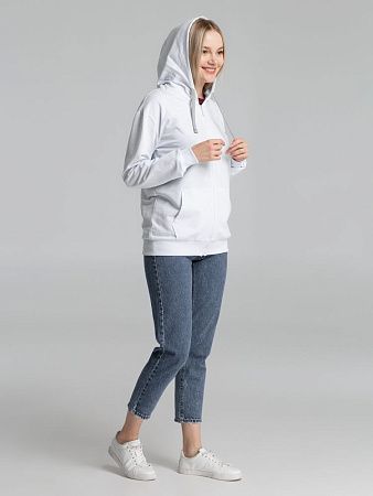 Толстовка на молнии с капюшоном Unit Siverga, белая, размер XS