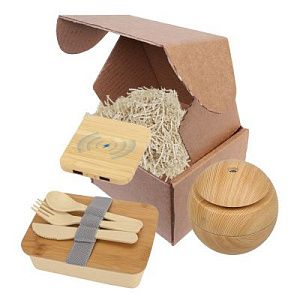 Подарочный набор "Бамбук": ланч-бокс, usb-хаб, увлажнитель