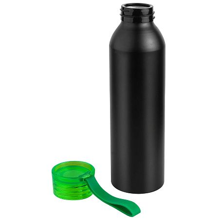 Бутылка для воды VIKING BLACK 650мл. Черная с салатовой крышкой 6142.15