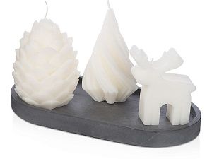 Набор свечей на подставке «New year», цвет: белый, серый