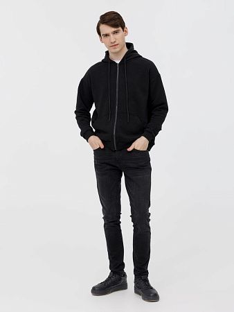 Толстовка унисекс оверсайз на молнии Zippy Terry, черная, размер XS/S