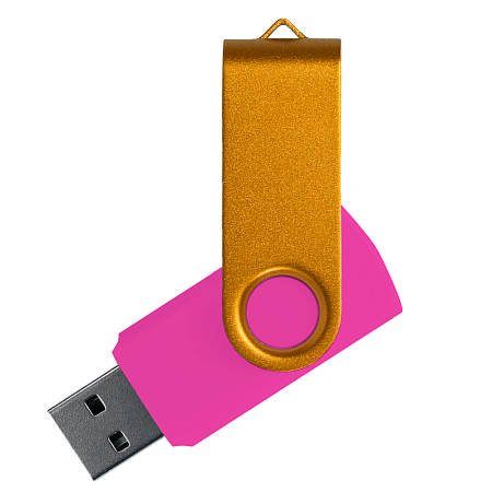 Флеш накопитель USB 2.0 Twister Сolor Mix 16GB, пластик Софт Тач/металл, розовый/золотистый