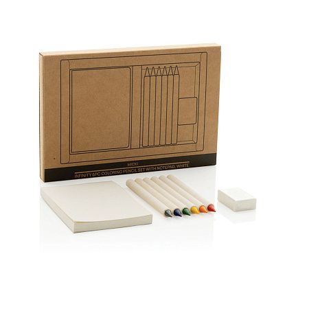 Набор вечных цветных карандашей Micki Infinity GRS с блокнотом и ластиком