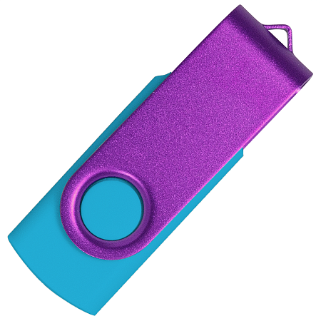 Флеш накопитель USB 2.0 Twister Сolor Mix 16GB, пластик Софт Тач/металл, голубой/фиолетовый