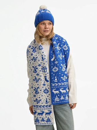 Шарф Holidale, синий с молочным