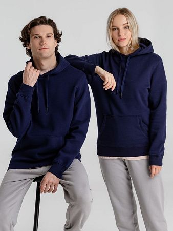 Толстовка с капюшоном унисекс King, темно-синяя, размер M