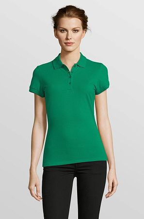 Рубашка поло женская People 210, ярко-зеленая, размер S