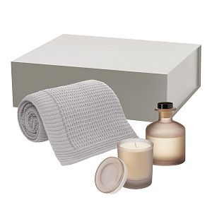 Подарочный набор Mizu, Malta Soft, бежевый (свеча, диффузор, плед)