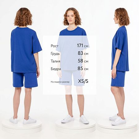 Футболка унисекс оверсайз T3, синяя, размер XS/S
