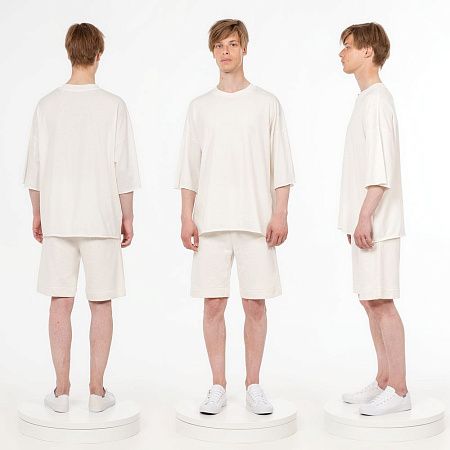 Футболка унисекс оверсайз T1, молочно-белая, размер XS/S