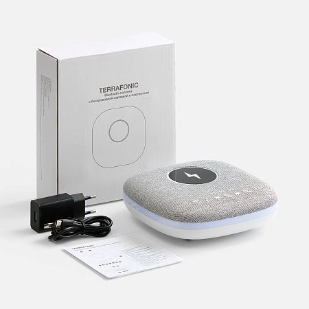 Bluetooth-колонка с беспроводной зарядкой и подсветкой Terrafonic, серая
