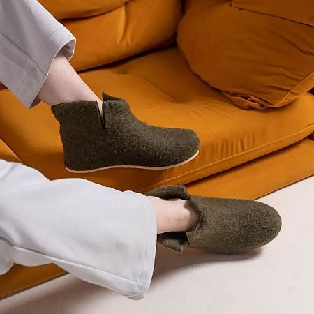 Домашние валенки Wild, зеленые (олива), размер 41