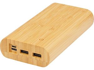 Портативное зарядное устройство «Tulda» из бамбука, 20000 mAh, цвет: натуральный