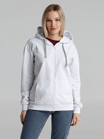 Толстовка на молнии с капюшоном Unit Siverga, белая, размер XS