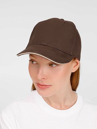 Бейсболка Buffalo, коричневая с бежевым