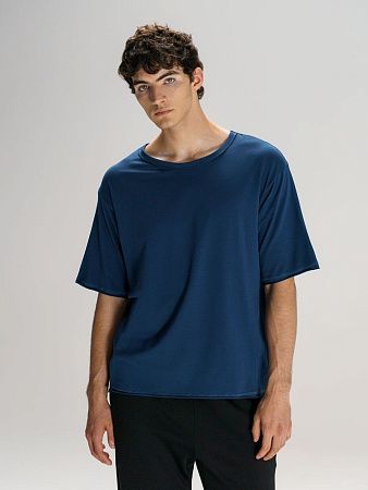 Футболка оверсайз унисекс Vozduh, темно-синяя, размер XS/S